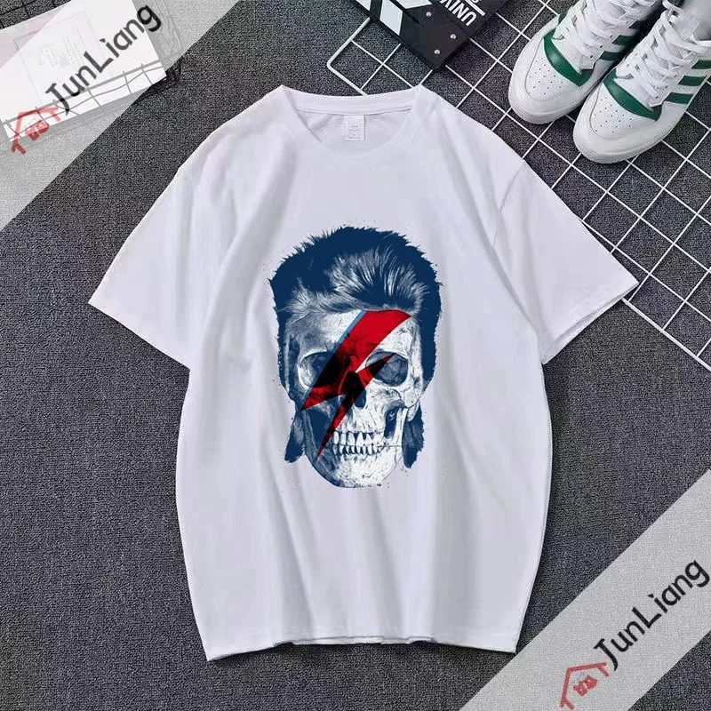 The Ray of Music lightning skull head T-shirt Hip Hop Streetwear popular t shirt for men camisetas masculina