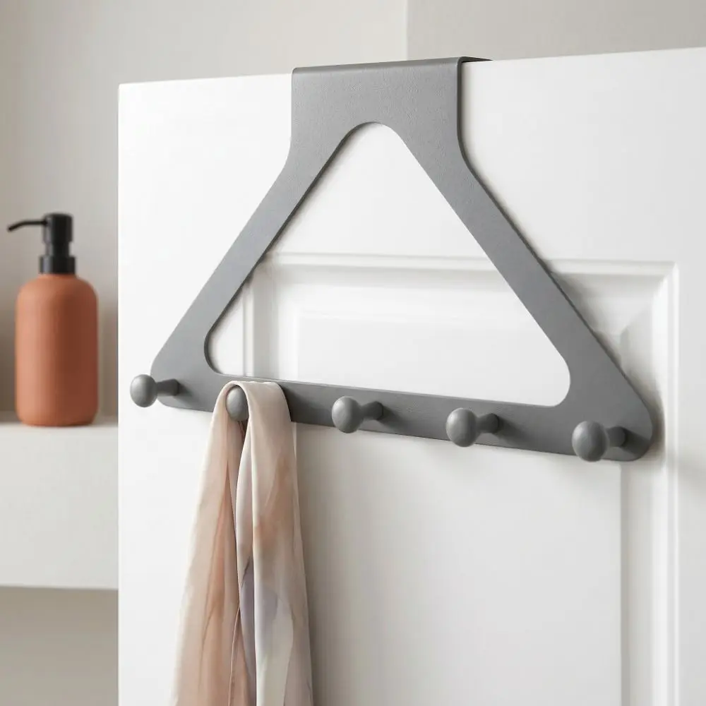 Triangular Door Hook Wall Mounted, PunchFree, Traceless Hanger for Coats, Hats, Bags, and More Organizer Clothes view 5