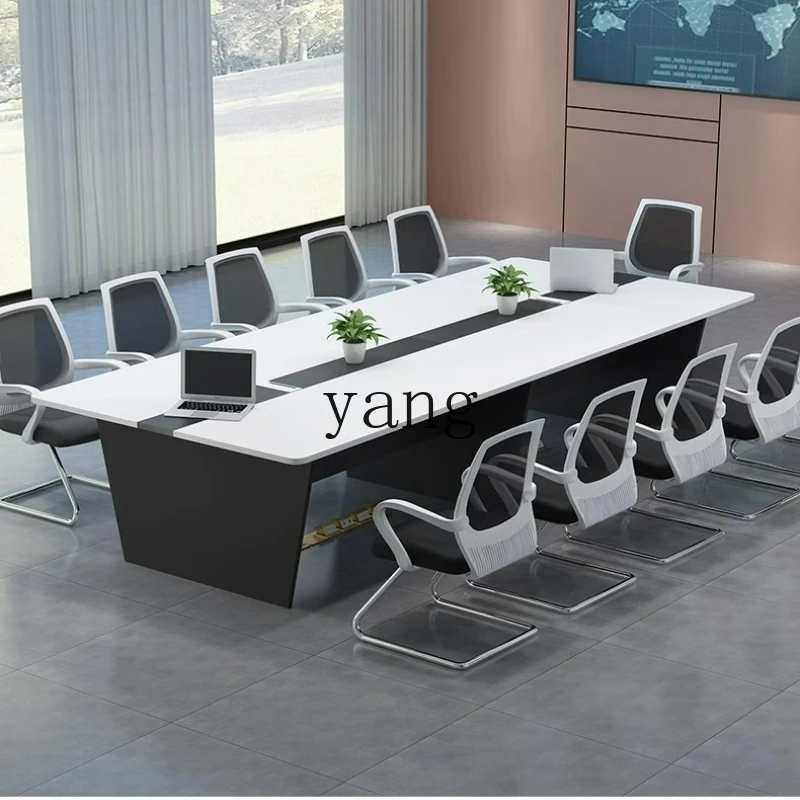 โต๊ะประชุมสำนักงาน LTT โต๊ะประชุมขนาดใหญ่พร้อมชุดเก้าอี้ โต๊ะเจรจาธุรกิจที่เรียบง่ายและทันสมัย