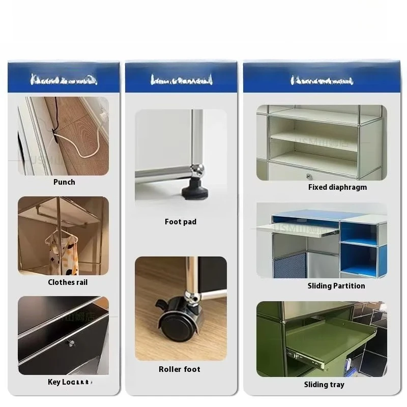 Modern simple TV cabinet, stainless steel floor-to-ceiling locker, bedroom, living room metal furniture