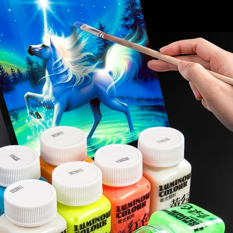 Glow in The Dark Paint,Glow Fluorescent Paint for Halloween Decoration,Art Painting,Outdoor and Indoor Art Craft,Fabric 896C