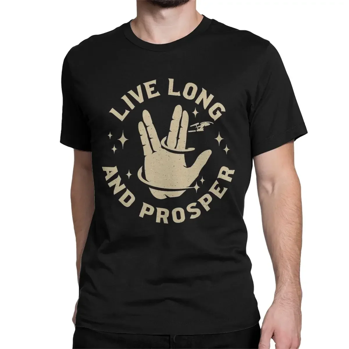 Men Stars Treks Live Long And Prosper Cosmic T Shirt Cotton Tops Funny Short Sleeve Round Neck Tees Birthday Gift T-Shirts