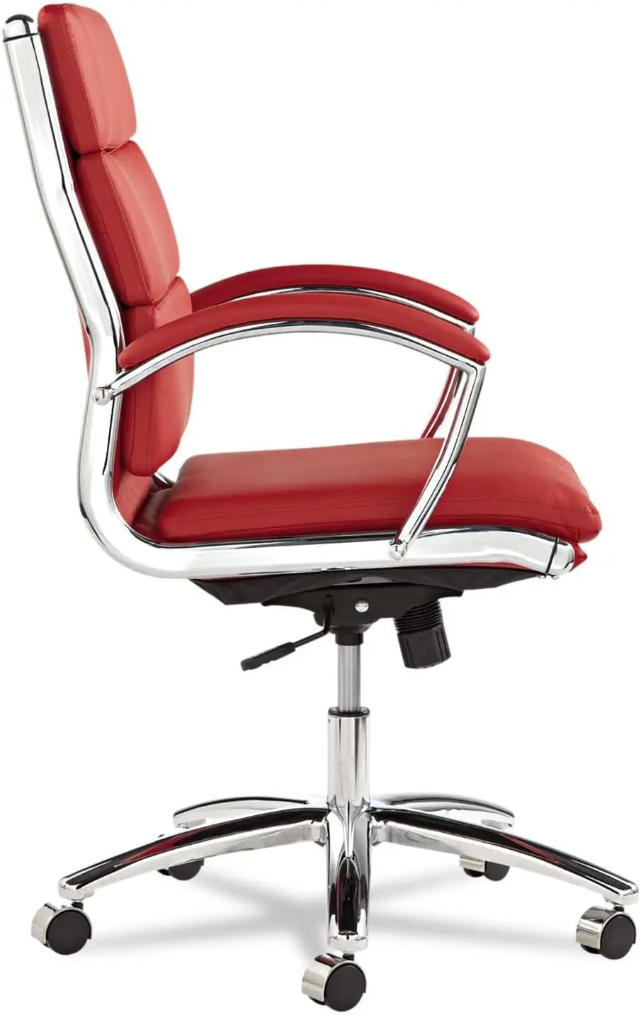 Alera ALENR4239 Neratoli Series Mid-Back Slim Faux Leather Chair - Red/Chrome