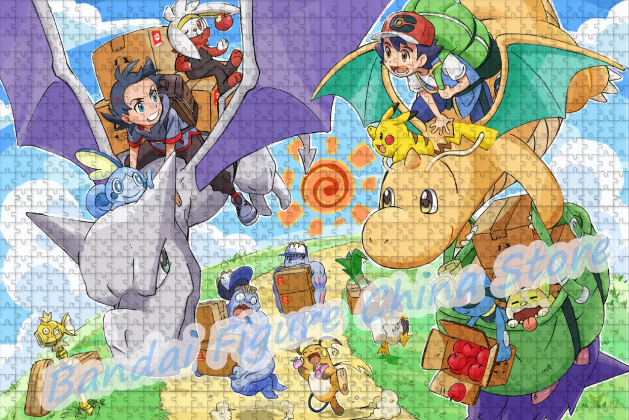 Pokemon monstro 108/200/300/500/1000 peças jogo vídeo anime quebra-cabeças pikachu família impressão quebra-cabeça dos desenhos animados brinquedos presentes
