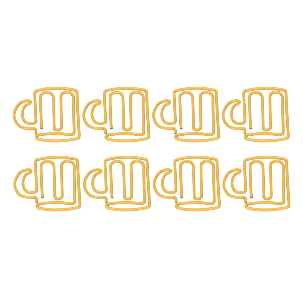 

100Pcs Yellow Cute Paper Clips Plastic-coated Metal 27*24mm Paper Clips Cup Shape Lightweight Paperclips Book Marking
