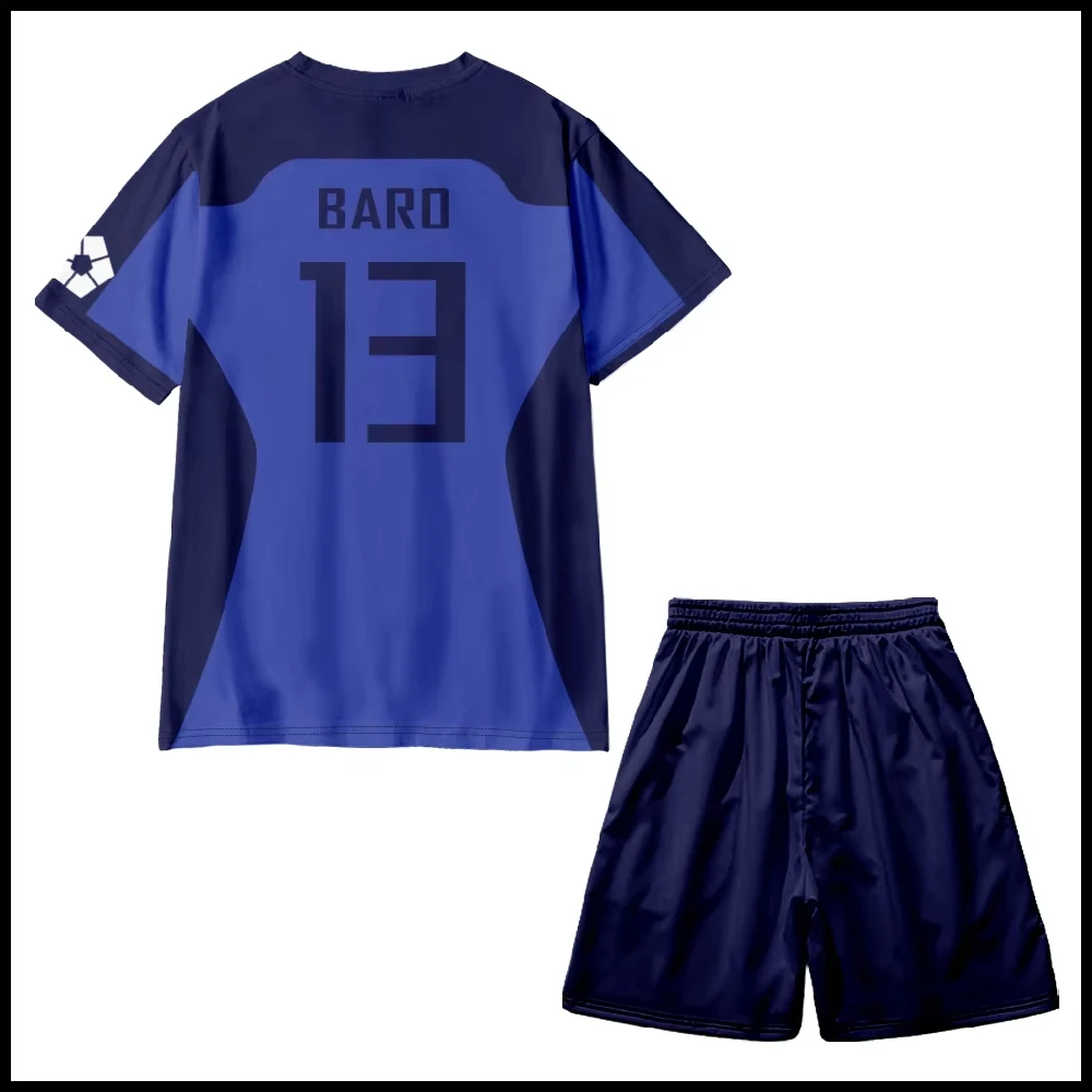 2026 Summer New Blue Lock Soccer Jersey Anime Football Shirt Training Sportswear Cosplay Costume Breathable Set Kid/Unisex Suit