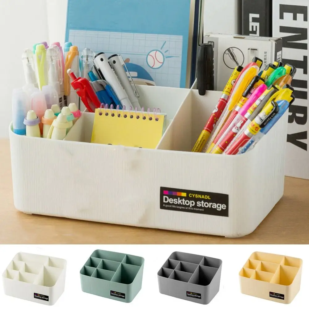 

Creative Plastic Desktop Storage Box 3/7 Grids Space Saving Cosmetics Storage Case Large Capacity Stationery Organizer Student