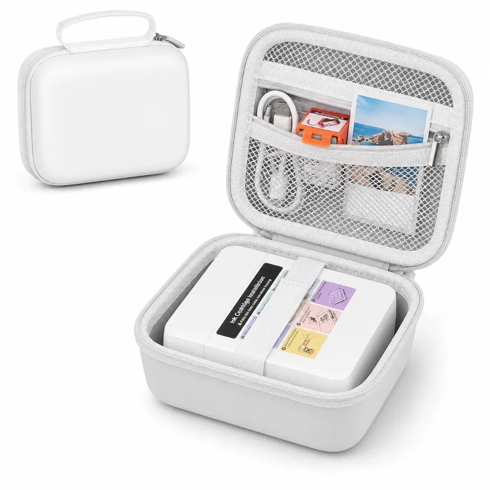 Photo Printer Case for Nelko PP01/PP03, EVA Hard Shell Travel Storage Organizer Bag for Printer, Sticky Paper, Cable Only