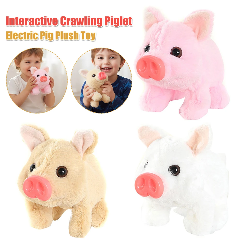 Electric Pig Plush Realistic Toy with Wagging Tail & Twitching Nose & Oink Sounds Interactive Electronic Pig Toy for Men Women