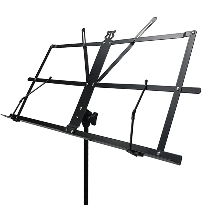 Black Music Stand Metal Music Stand 2 In 1 Dual Use Folding Sheet Music Stand Desktop Book Stand Music Guitar Parts Accessorie