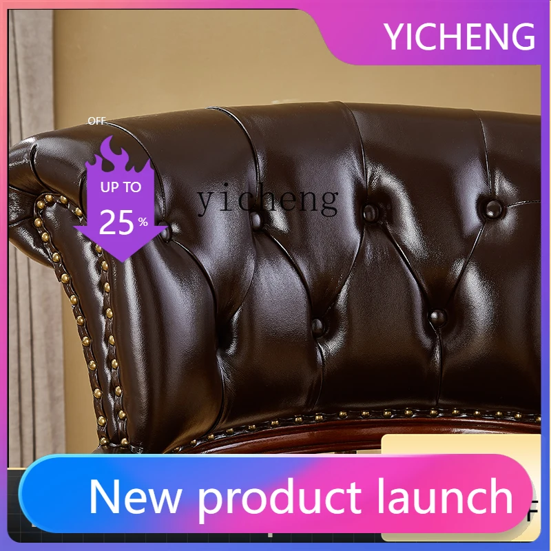 

LYY Computer Chair Home Office Adjustable Conference Executive Chair Solid Wood Genuine Leather Boss Chair