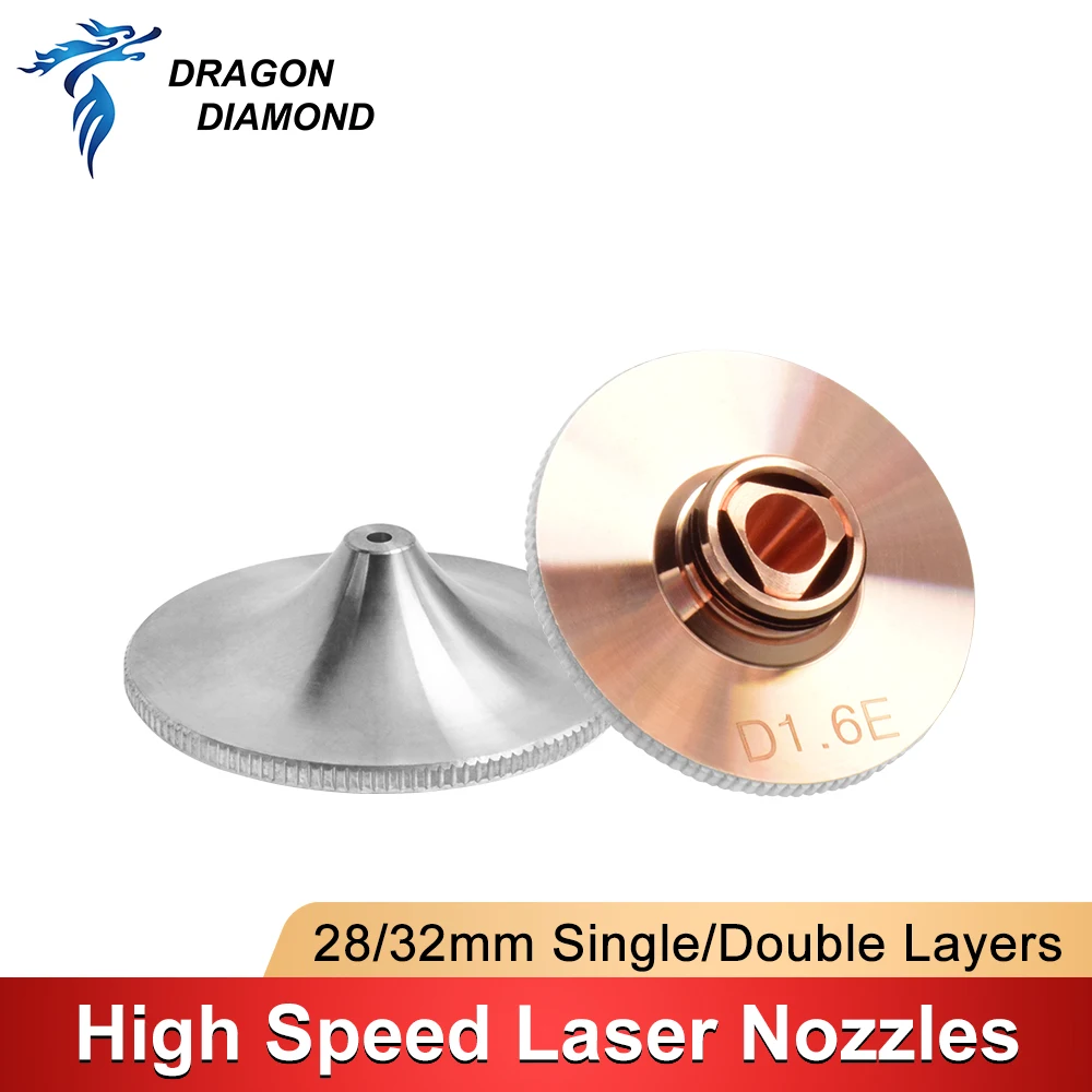 Dragon Diamond High Speed Cutting Nozzle D28 D32 M11 M14 Double Chromed Layer Nozzle Type for Precitec WSX Laser Head