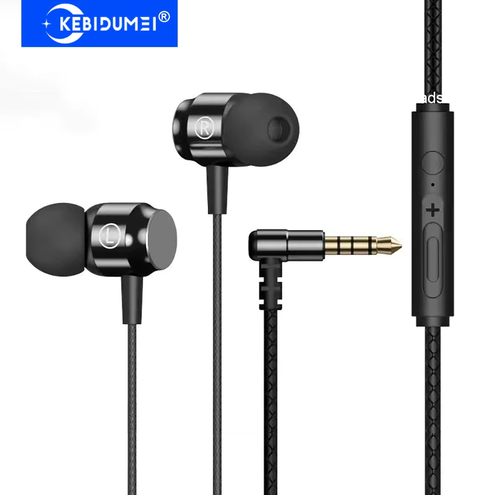 Top KEBIDUMEI 3.5mm Wired Earphones L Bending Wired Guide