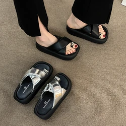 Women's Platform Slippers 2024 New Fashion Beach Flip Flops Outdoors Casual Thick Bottom Sandals Summer Woman Flat Shoes