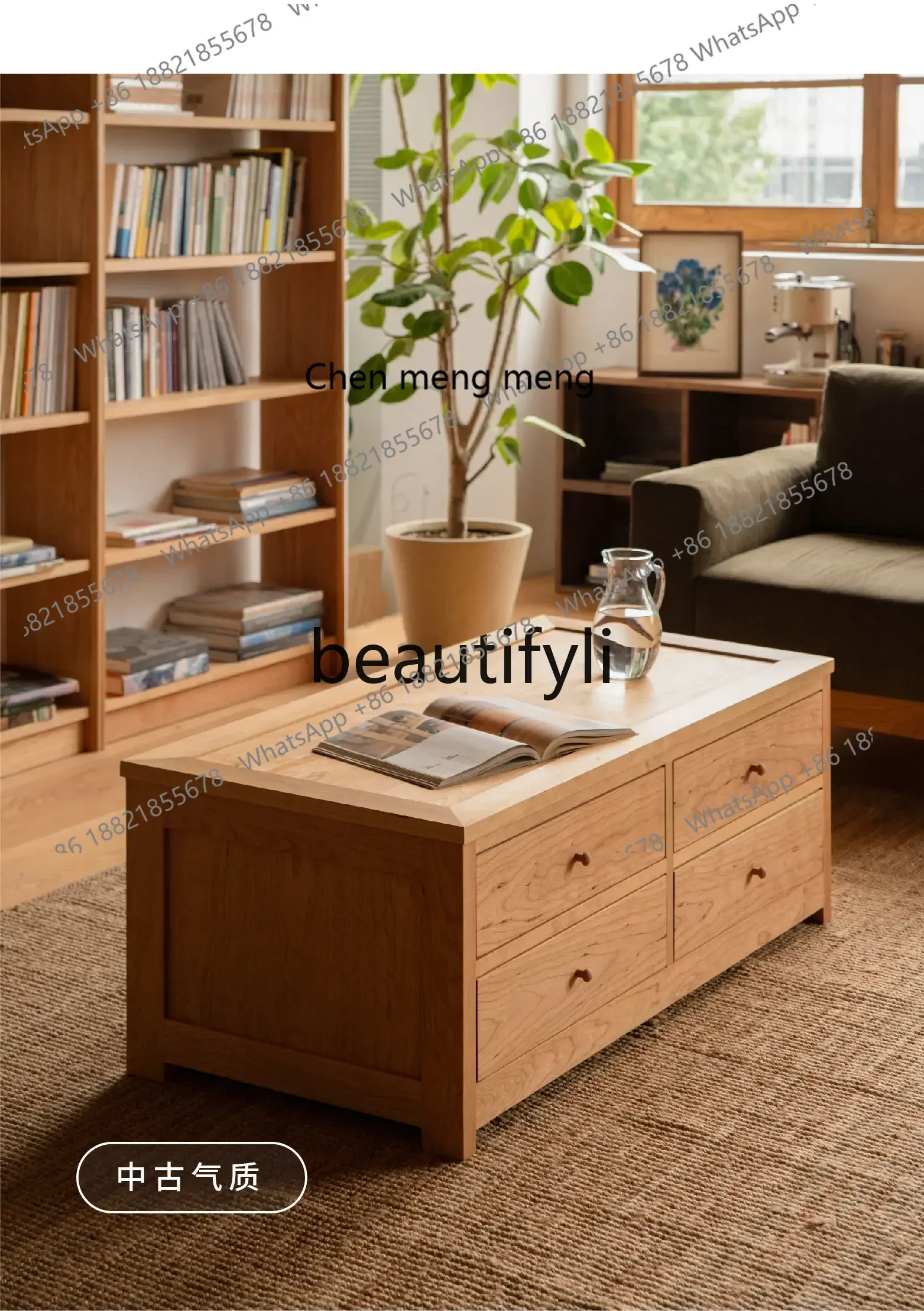 

Coffee table dining table dual-purpose storage simple modern small apartment living room solid wood tea table2936