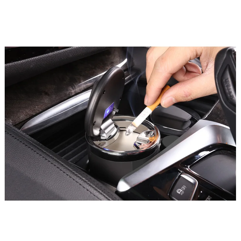 For-BMW All Car Ashtrays LED Lamp Automotive Interior Car Trash Can Black