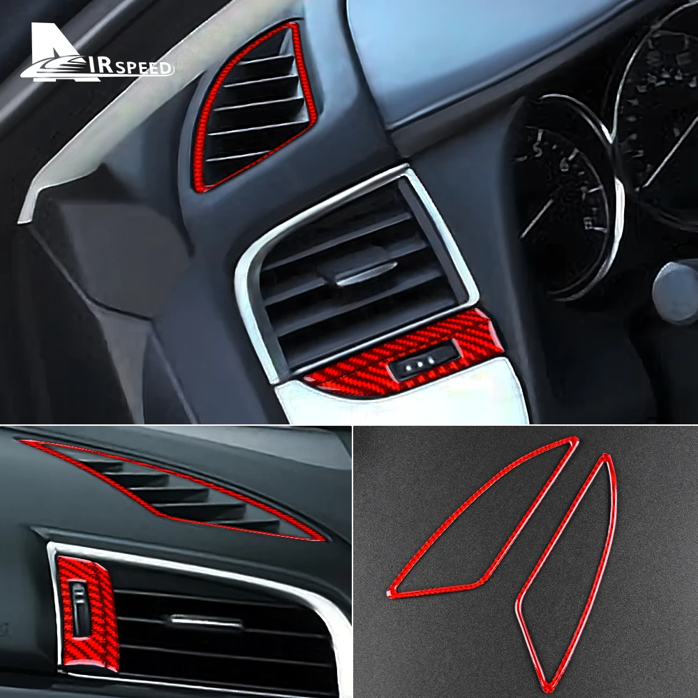 Real Carbon Fiber Car Side Vent Air Outlet Sticker for Mazda 6 with Automatic Transmission 2016 2017 Interior Trim Accessories