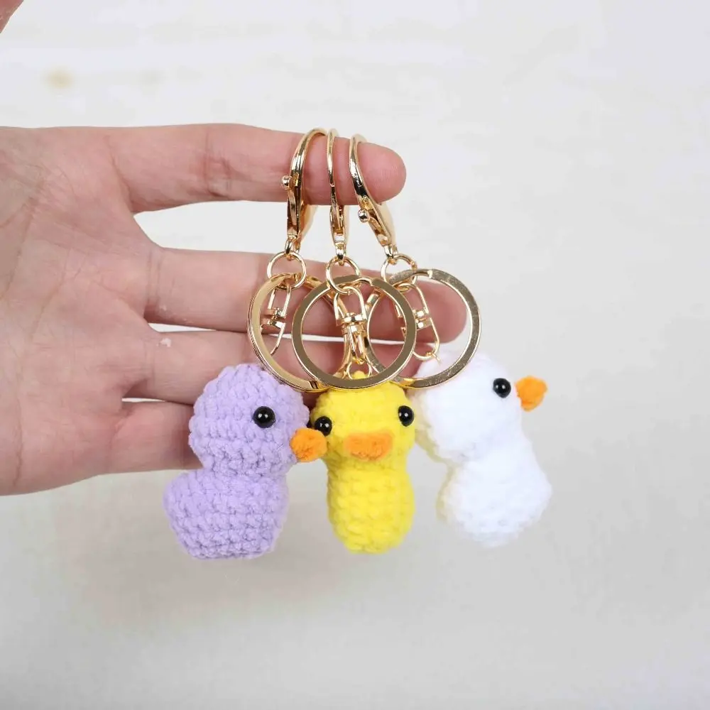 Jewelry Gift Small Crochet Chick Keyrings Cartoon Animal Handmade Knitted Pendant Soft Wool Mini Duck Keychain Backpack