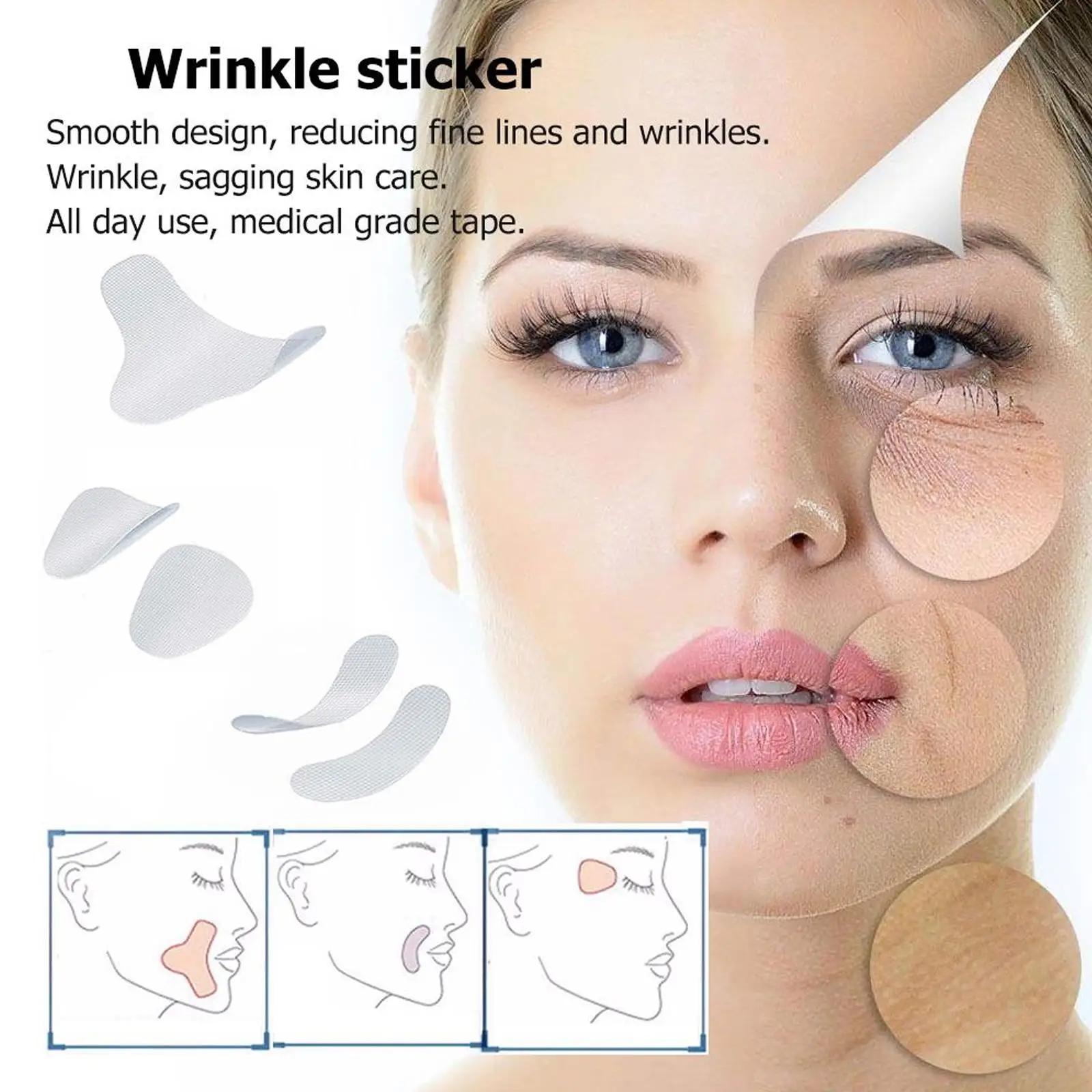 Facial Anti Wrinkle Pads Sagging Skin Care Lift Up Tape V-Shaped Face Lines Fast Lifting Makeup Wrinkle Removal Face Care Tools