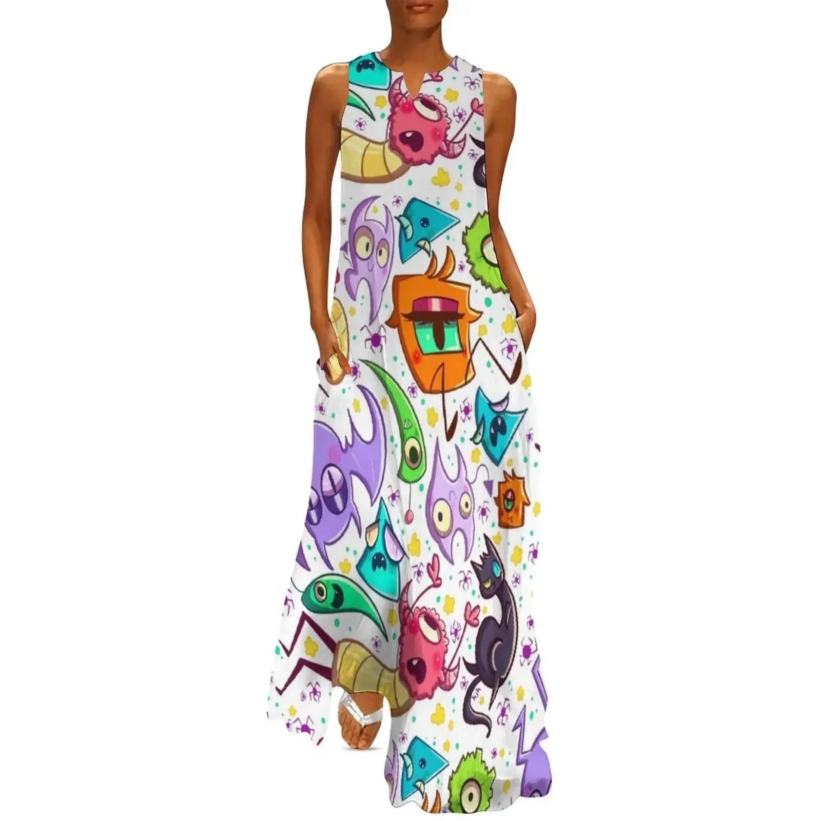 

Cute Monster Pattern Long Dress Women dresses summer Women's evening dress dresses ladies 2025 summer Dress women