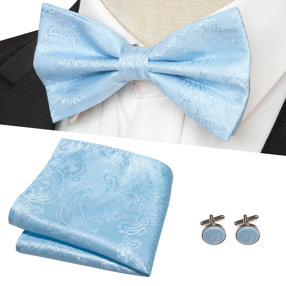 EASTEPIC New Fashion Blue Green Paisley Bow Tie Set for Men Soft Hanky Quality Cufflink Men\'s Accessory Wedding Present