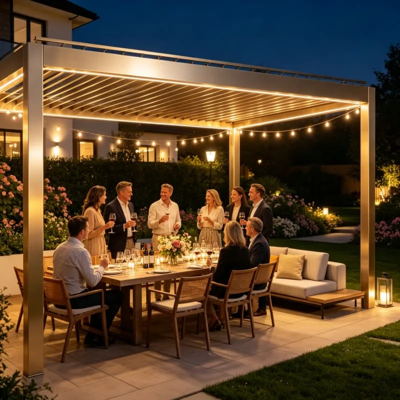 Bioclimatic Aluminum Pergola Motorized Louvered Waterproof Smart Sensor Roof For Patio Garden Backyard Carport Gazebo Customized