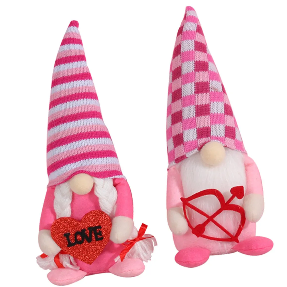 

2 Pcs Decoration Ornaments Decorative Figurines for Valentine's Day Pink Funny Decorations