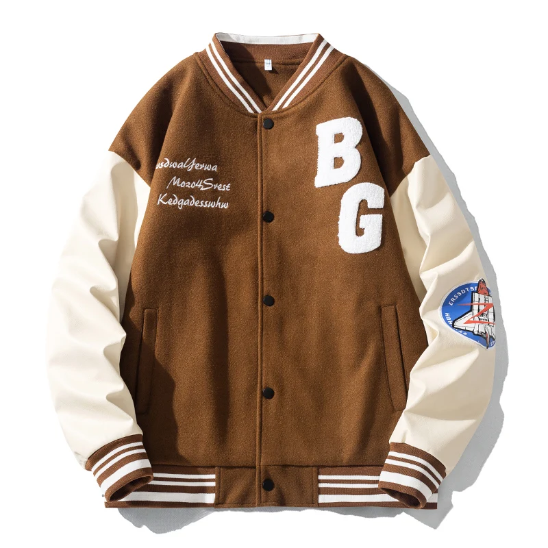 

Korea Fashion Oversize 2XL 3XL 2024 Casual Men's Patchwork Baseball Uniform Jackets For Spring Autumn Clothes