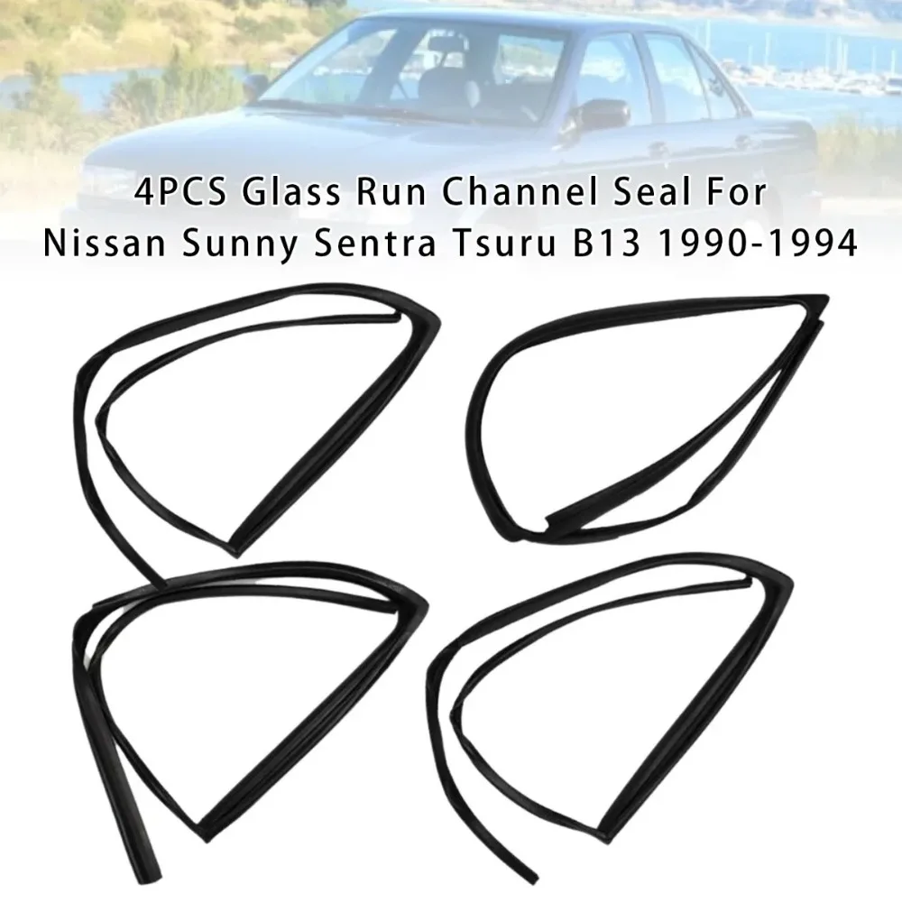 4PCS Set Car Glass Run Channel Seal Replacement Auto Parts For Nissan Sunny Sentra Tsuru B13 1990-1994 80330-50Y16 80330-50Y17