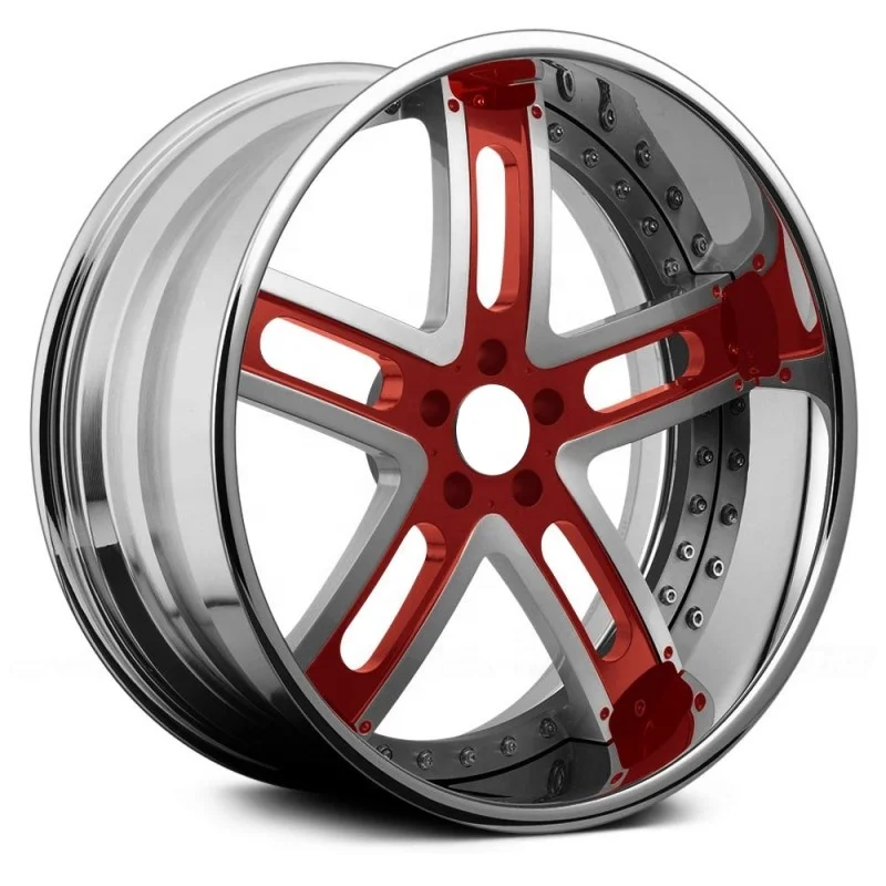 TWO Piece Red Deep Dish Rims 18 19 20 21 22 23 24 Inch 5x108 5x112 5x114.3 5x120 17x8 18x8 Forged Car Alloy Wheels