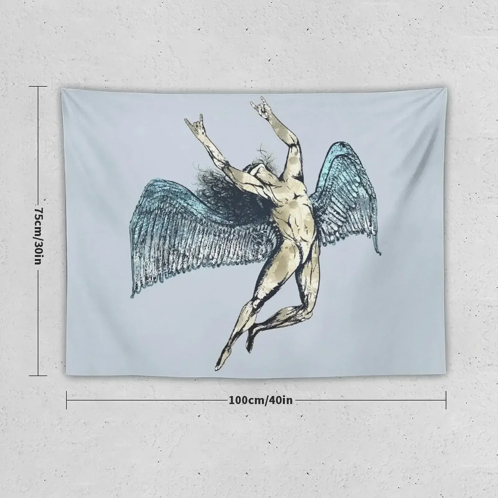 ICARUS THROWS THE HORNS - super blue grunge NEW blue Tapestry Home Decorations Aesthetic Room Design Decoration Room Tapestry