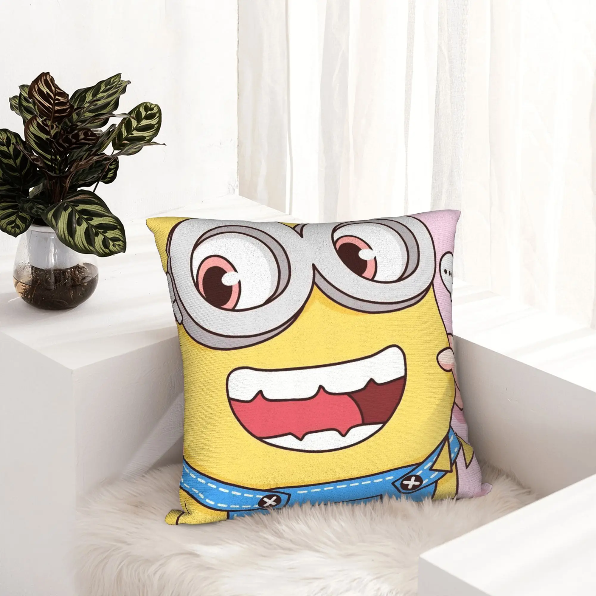 Kawaii Love M-Minions-s Pillowcase Printing Polyester Cushion Cover Gift  Throw Pillow Case Cover Home Square 45X45cm