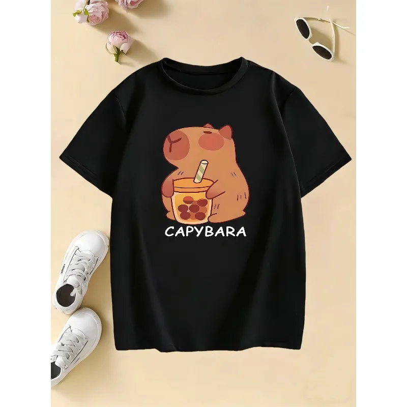 Dolphin Letter Pure Cotton Printed Children's T-shirt Personalized Loose T-shirt New Parent-child Fashion Trend T-shirt
