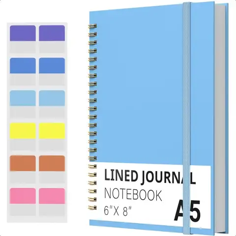 Spiral Notebook Hardcover Notebook for School Work Lined Journal Notebook for Men Women 120 Pages A5 6 x8 (Blue)