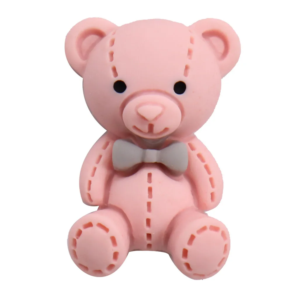 1-12PCS Kawaii Animal Cartoon Rabbit Bear Bow Resin Shoe Charms Accessories Children Adorable Decorations Girls Special Gift
