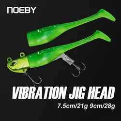 Noeby 7.5cm 21g 9cm 28g Vibration Jig Head Soft Lure Shad Set Lure Body Long Casting T Tail Jig Head Hook Seabass Flatfish Bait