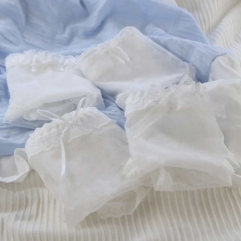 

Новинка, трусики, нижнее белье для подростков, бесплатная доставка, 4 шт./партия, кружевные трусики гренадина для девушек, студенческие сетки, оптовая продажа, белые