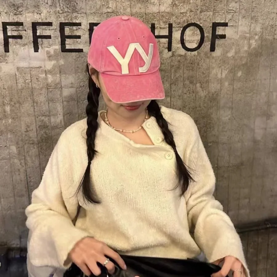 

Waed out Baseball Cap Yang Chaosuan Embroidered Letter ex Dubill Cap Sunade Hat Casual Sle round Top Wide Brim