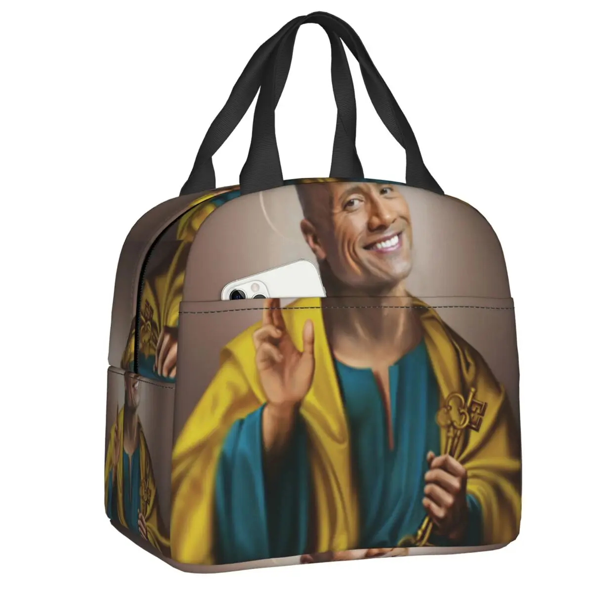 Custom Dwayne The Rock Johnson Insulated Lunch Bags for Women Resuable Thermal Cooler Food Lunch Box Kids School Children