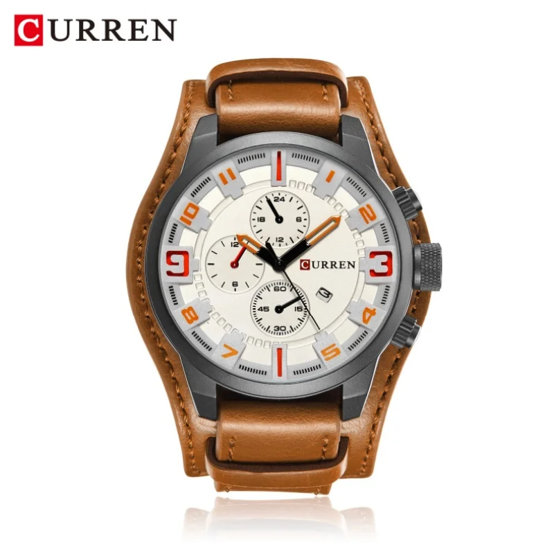 CURREN 8225 Fashion Men\'s Quartz Watch Classic Business Calendar Leather Strap Waterproof Casual Watches reloj hombre