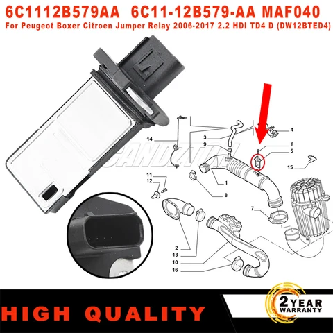 Новый датчик массового расхода воздуха (MAF) 6C1112B579AA 1376235 для Peugeot Boxer, Citroen Jumper, Relay, Fiat Ducato, автомобильные аксессуары