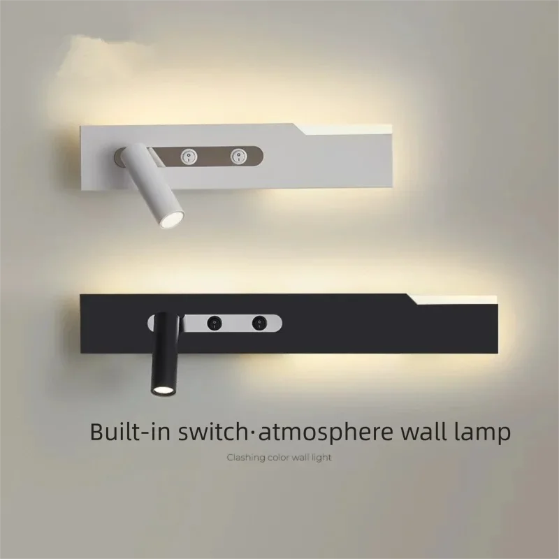 

New Bedside Lamp AC90-260V Bedroom And Study Background Wall Long Strip Creative And Personalized With Built-in Switch Wall Lamp