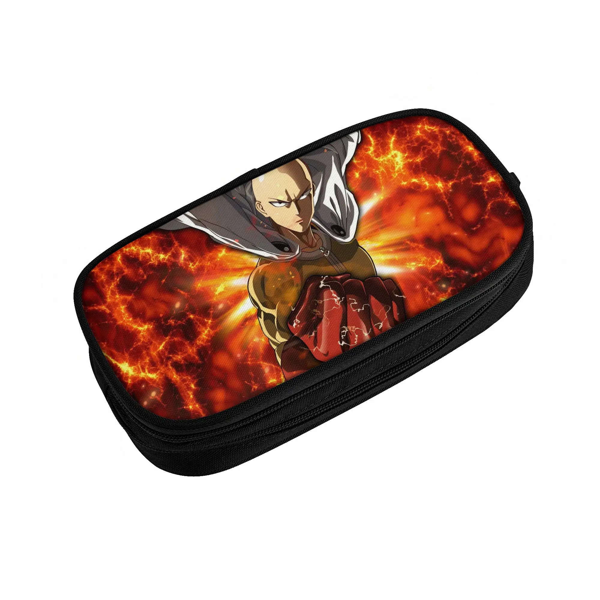 Fun One-Punchs-Man Pencil Case Anime Saitama Pencil Pouch for Girls Boys Large Storage Bag Students School Cosmetic Stationery