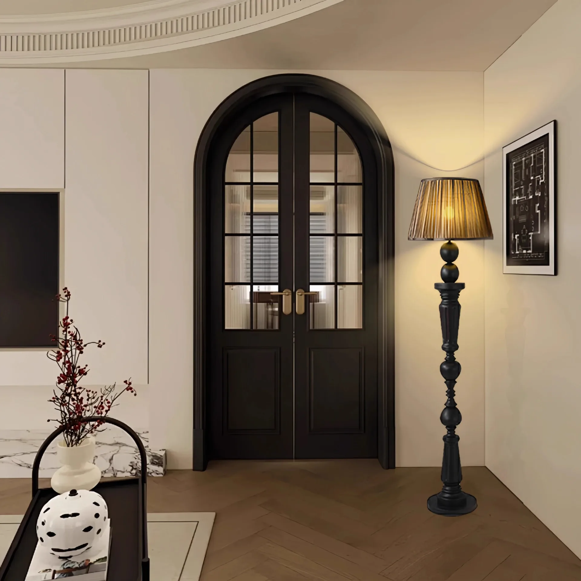 Lampada da terra americana retrò in legno massello, camera da letto, soggiorno, accanto al divano, senso avanzato medievale francese wabi **** vento