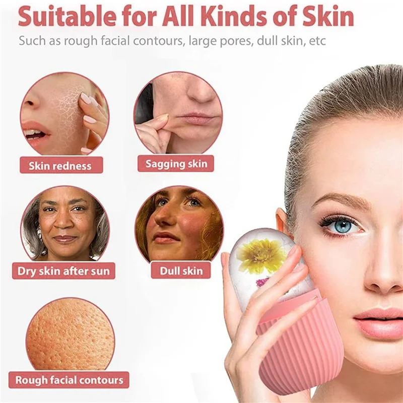 N95R 2X Ice Face Roller Massager, Ice-Cube Roller For Face, Eyes And Neck Naturalnie kondycjonuje i pielęgnuje skórę, A