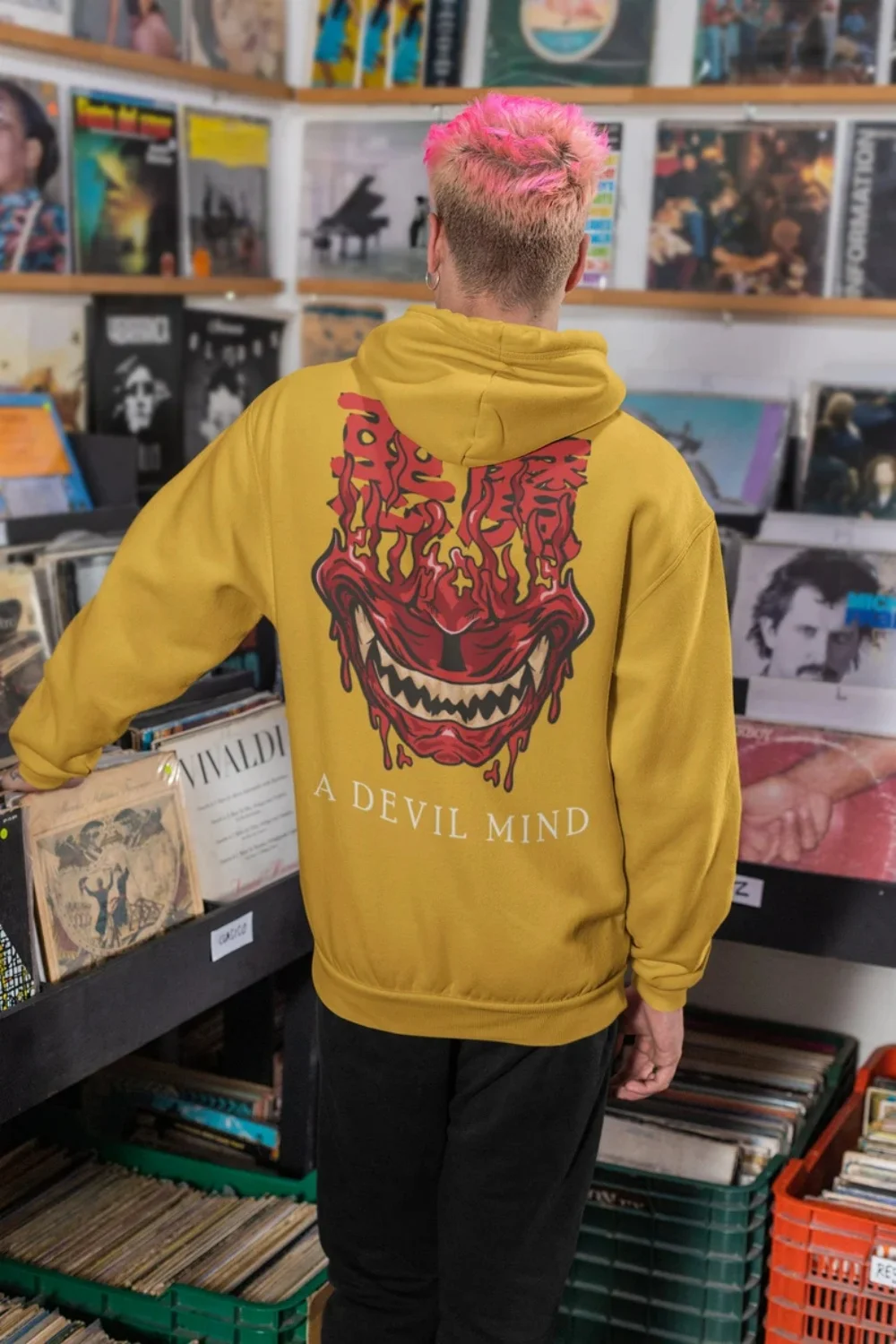 

Oni Japanese Demon - Unisex Harajuku Hoodie, Sublimation Print, Pastel Goth Hoodie, Vaporwave Clothes, Streetwear Cyberpunk