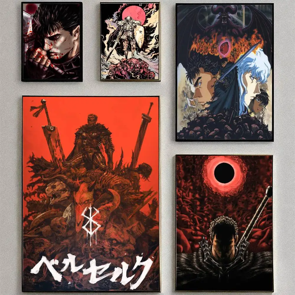 Berserk Anime Posters High Quality Self-adhesive Wall Art Decorations Color Prints Sticky