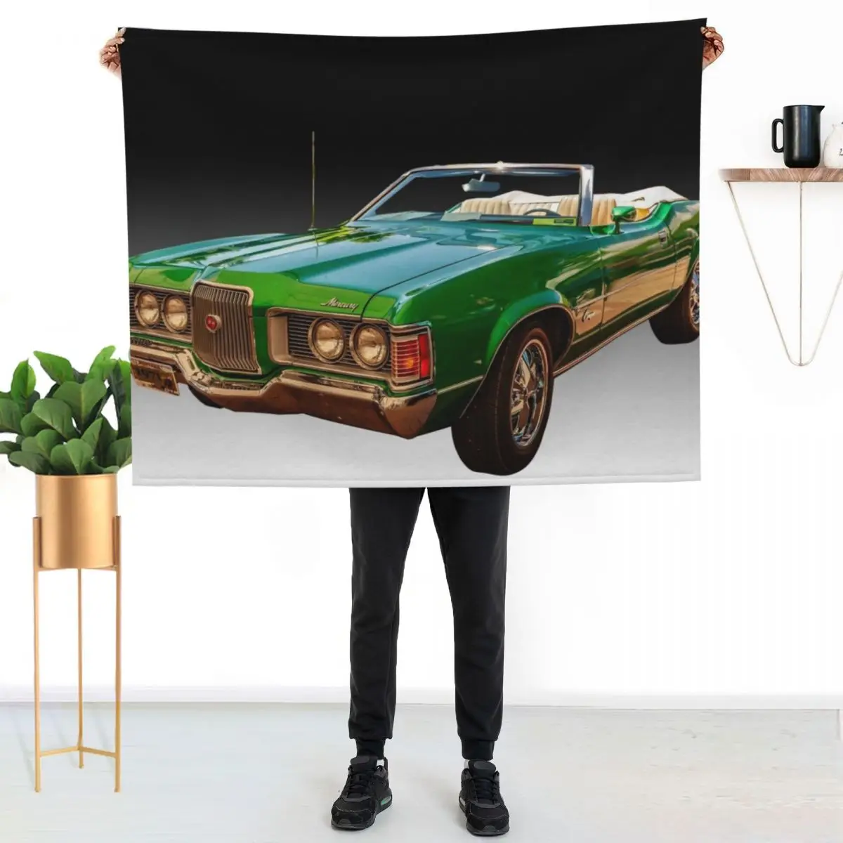 1971 Mercury Cougar Convertible Throw Blanket Quilt Decorative Throw Multi-Purpose funny gift Retros Flannel Fabric Blankets