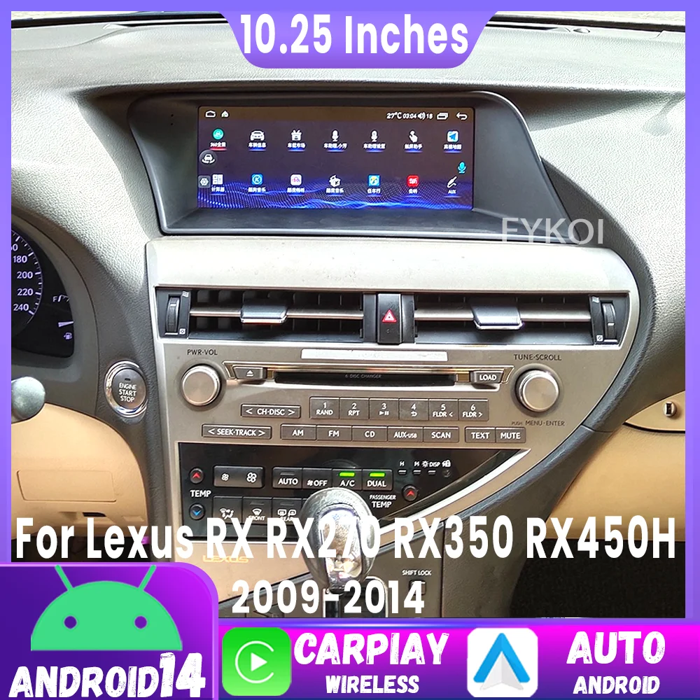 

Car Radio Android 14 For Lexus RX RX270 RX350 RX450H 2009-2014 Multimedia Wireless Carplay GPS Navigation Screen Head Unit Auto