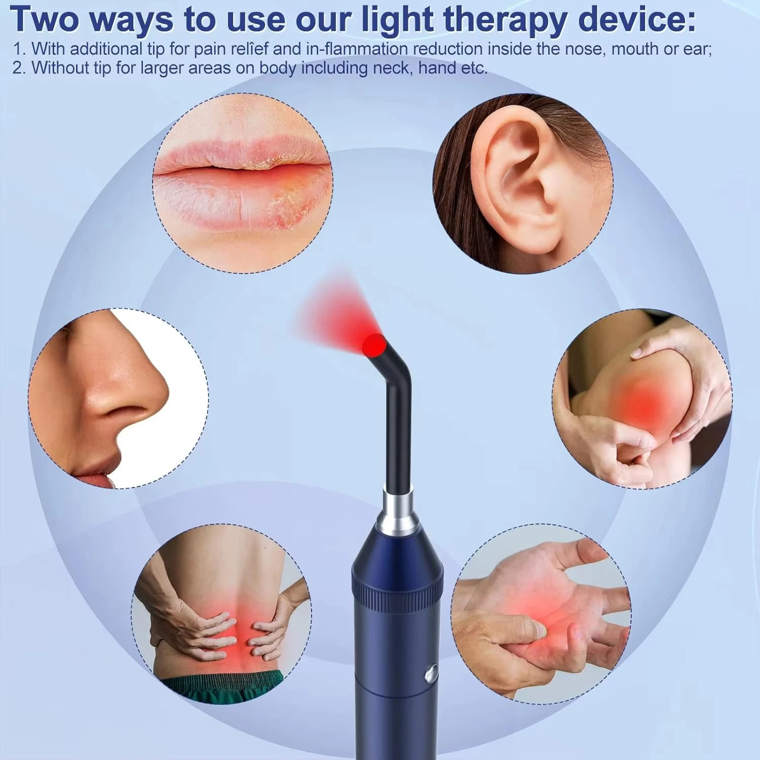 

Red Light Infrared Therapy Device Sore Canker Lip Therapy Handheld Removable Oral Physiotherapy Wand Health Pain Relief